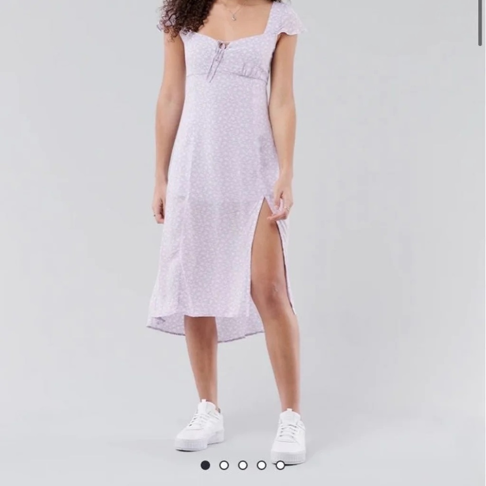 Hollister Lace-Up Cap-Sleeve Midi Dress
